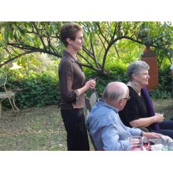 NZ Ambassador introducing CK Stead & Jenny Pattrick - Wm Waterfield's garden rdg (photo Dieter Riemenschneider)