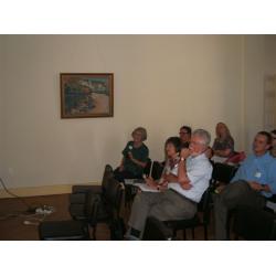 Simone, Angela, Graeme, Gerri & others listening to Karl and Janet chairs (photo Jan Kemp)