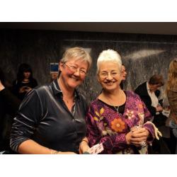 919 Dame Jacqueline Wilson and Trish Beswick, two happy raffle winners