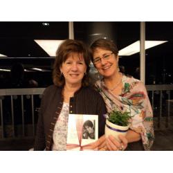 924 Janet Wilson, Jan Kemp with Jans raffled book. a pansy